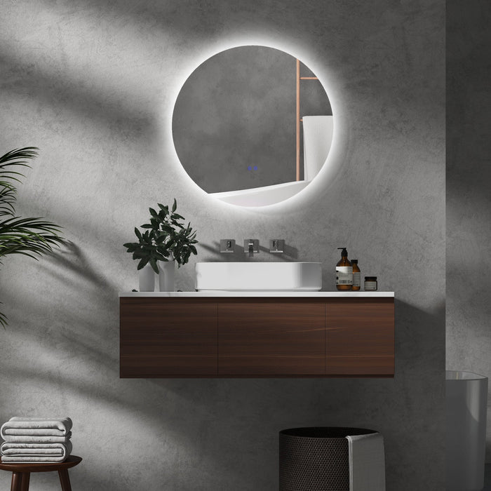 Specchio Bagno Rotondo Ø70 cm con Luci LED  3 Tonalità Interruttori Touch e Design Antiappannamento