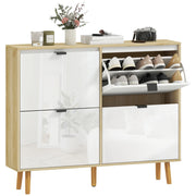 Armadio per Scarpe con 4 Ante ¨C zephmum ¨C Bianco Lucido 80x30x100 cm