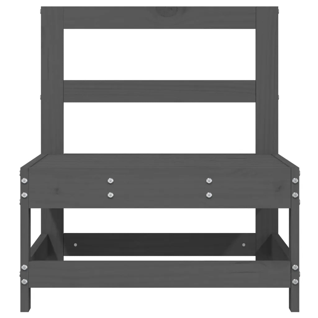Divani Centrali da Giardino 2 pz Grigi Legno Massello di Pino 825515