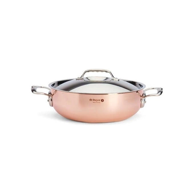 De Buyer 6232.28 Prima Matera Sautoir in Rame e Acciaio Inox 5 L con Coperchio Diametro 28 cm colore Rame