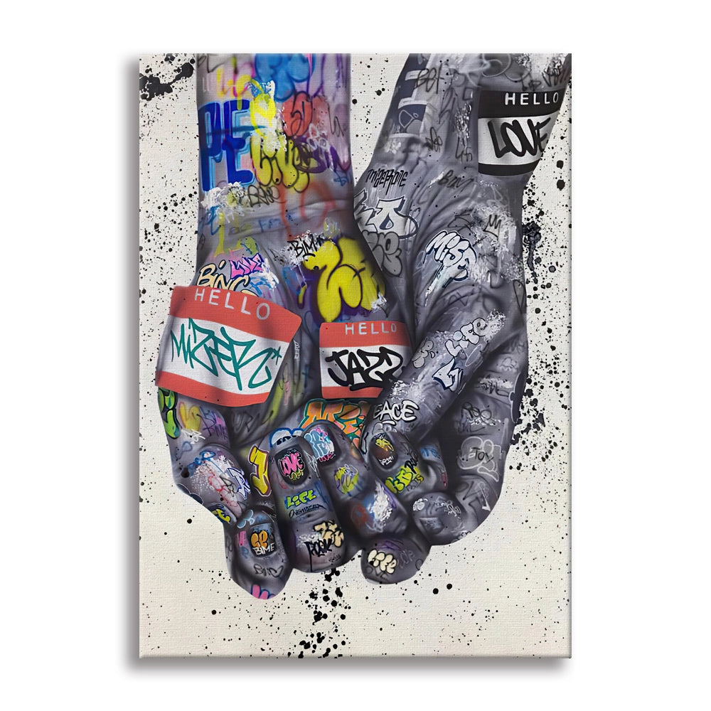 MuralHands -  Quadro Canvas Contemporaneo su telaio in legno Misura: 100x140 cm