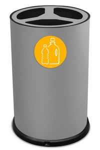 Pattumiera Per Raccolta Differenziata Ø45xh72 cm In Acciaio Verniciato 3 Scomparti Grigio