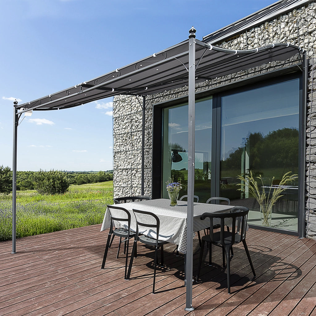 Pergola da giardino 3x3m ¨C Zephmum ¨C Grigio metallo poliestere impermeabile