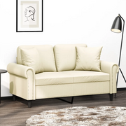 Divano a 2 Posti con Cuscini-Sofa 2 Posti con Cuscini Crema 120 cm in Similpelle 370146