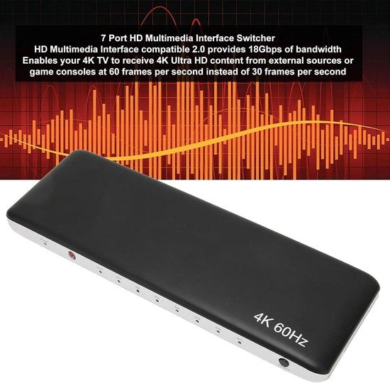 Schalter 4K HDMI 7 in 1 - Multiplicatore e schiacciatore HDMI con telecomando - 4K 60 Hz 3D HDCP 2.2 UHD HDR - Per decoder, laptop, HDTV, proiettore - Alimentazione EU.