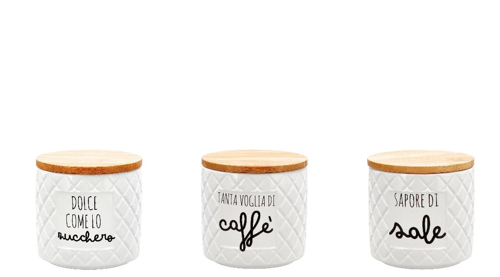 1 Pezzo Barattolo da Cucina in Ceramica Tappo in Legno 3 Decori