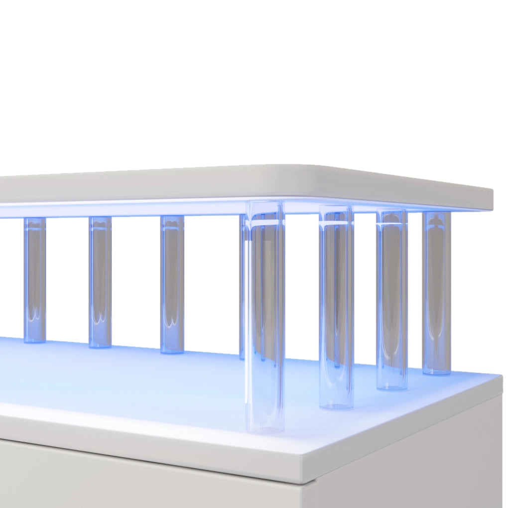 Credenza bianca 160 cm con LED, 4 cassetti e 2 ante