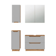 Vicco Set di mobili da bagno Rovere/grigio a righe 4 parti
