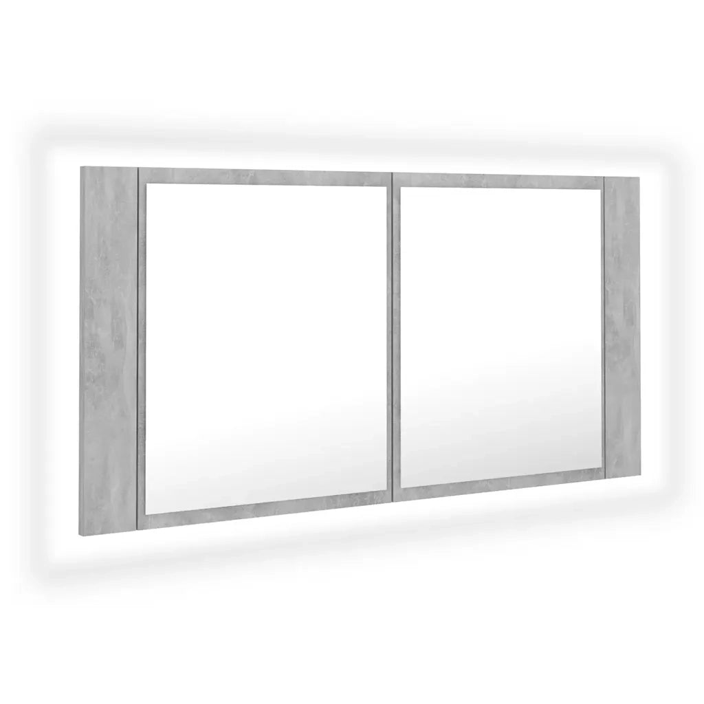 Armadietto a Specchio | Armadio da bagno con Luci LED Grigio Cemento in Acrilico