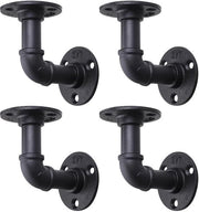 Plankbeugels rustiche - design industriale - set da 8 - nero lucido - ferro smaltato pesante