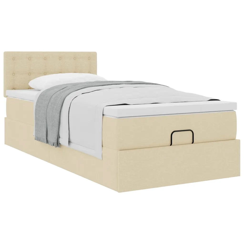 vidaXL Pouf Letto con Materasso Crema 90x200 cm in Tessuto