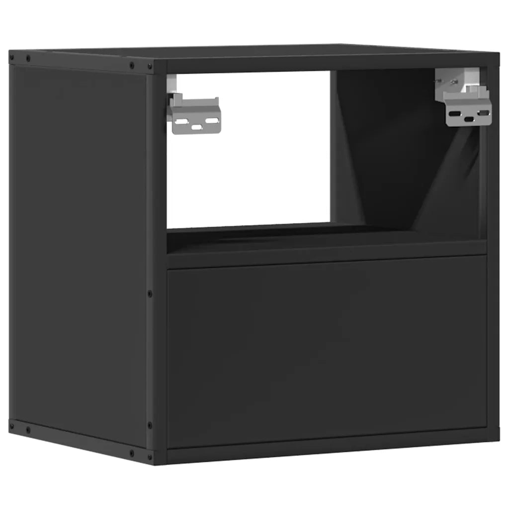 Set di 2 Comodini | Armadio da Notte | Mobiletto da notte a Muro Nero 40x31x39,5 cm