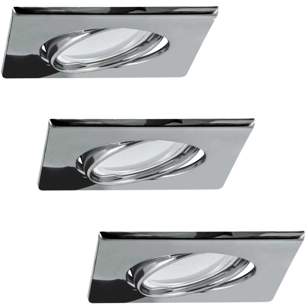 Faretti incasso quadrati cromo 3pz GU10 Polux OLIN