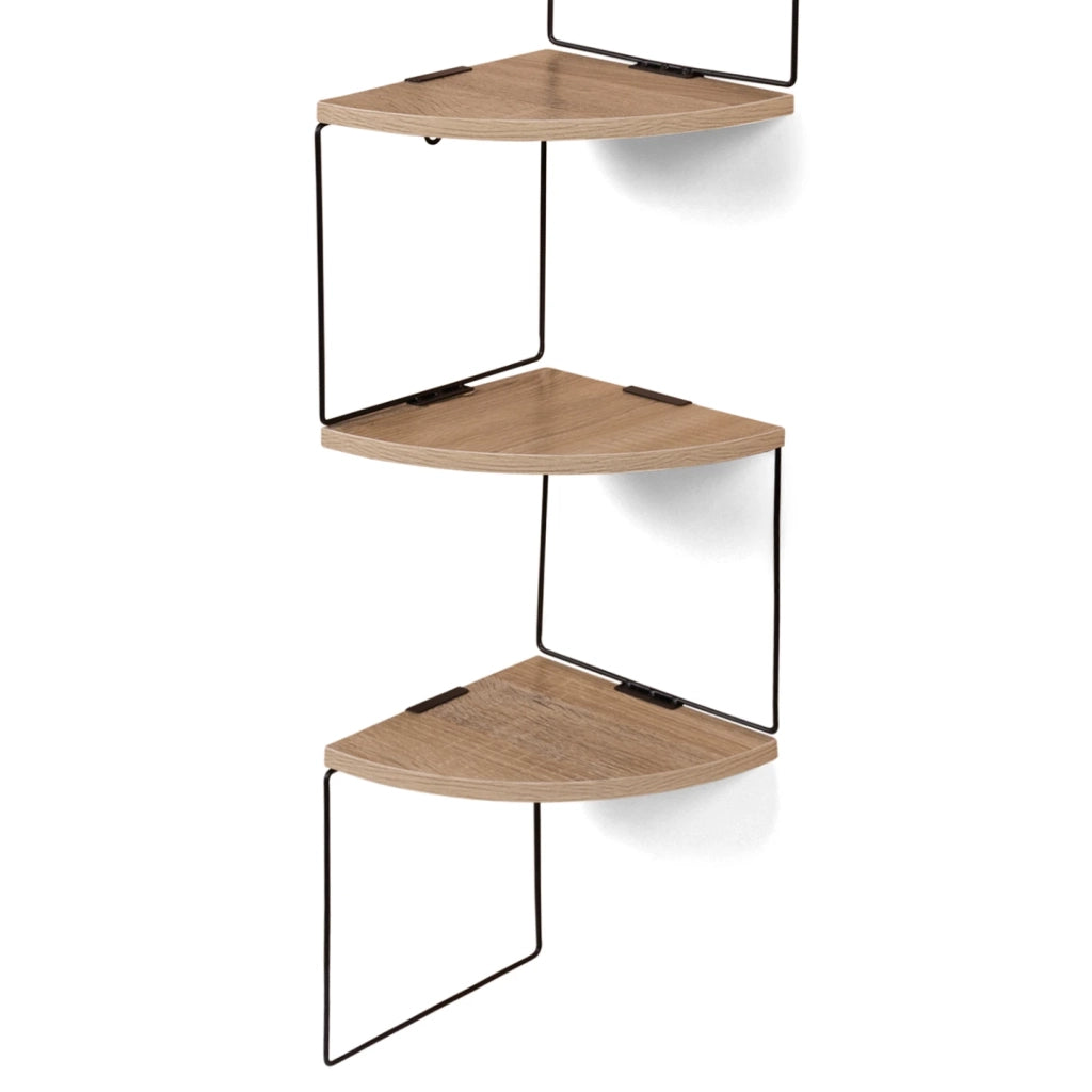 IDMarket - Scaffale angolare a parete ISA, 5 livelli, legno e metallo, design industriale