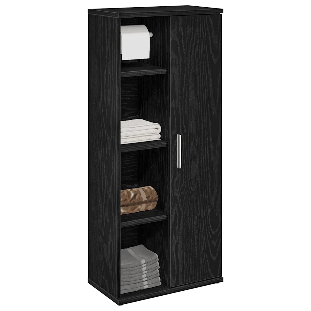 Mobile da Bagno con Portarotolo Nero 39x22x90 cm 858525