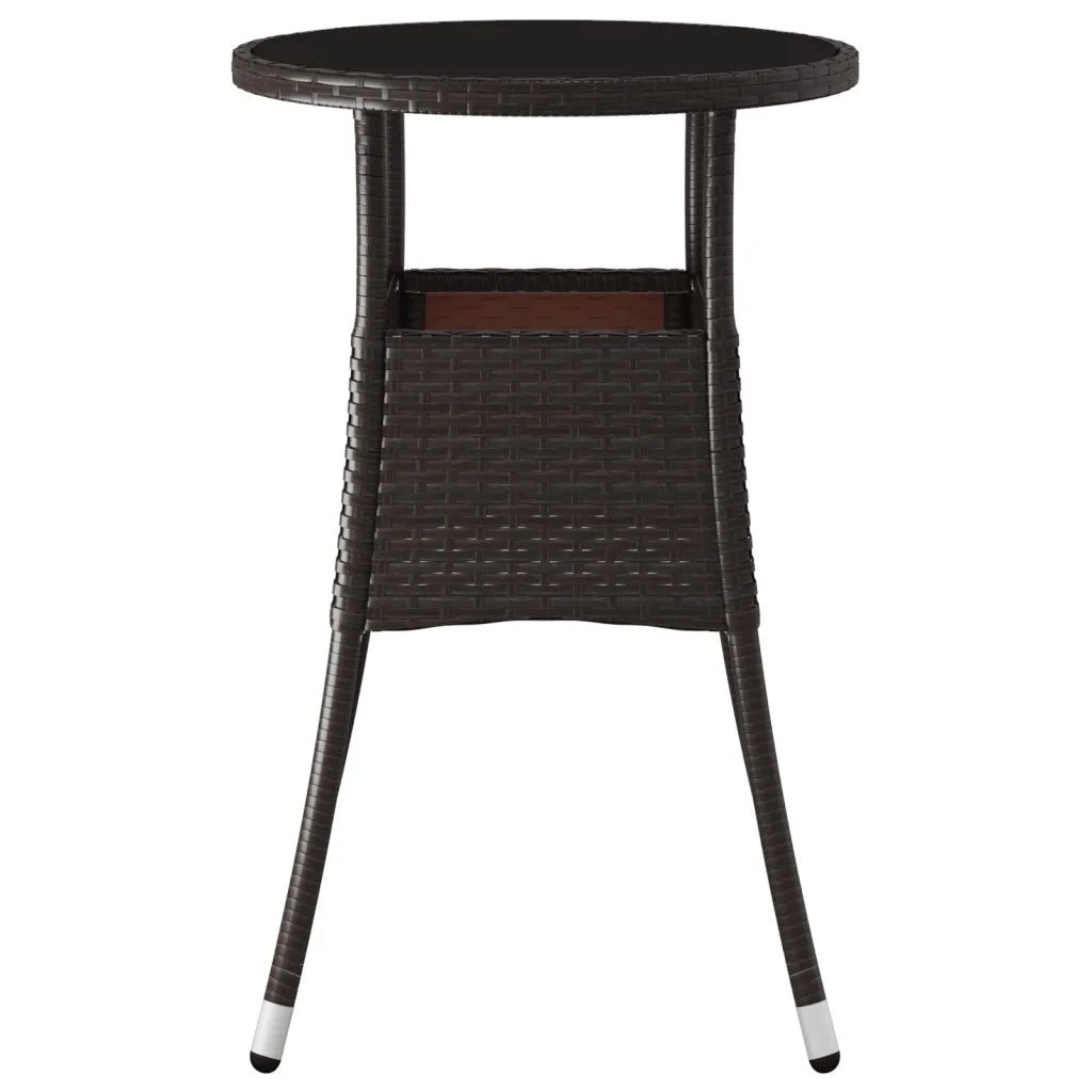 Tavolo Giardino Ø60x75 cm Vetro Temperato e Polyrattan Marrone 310599