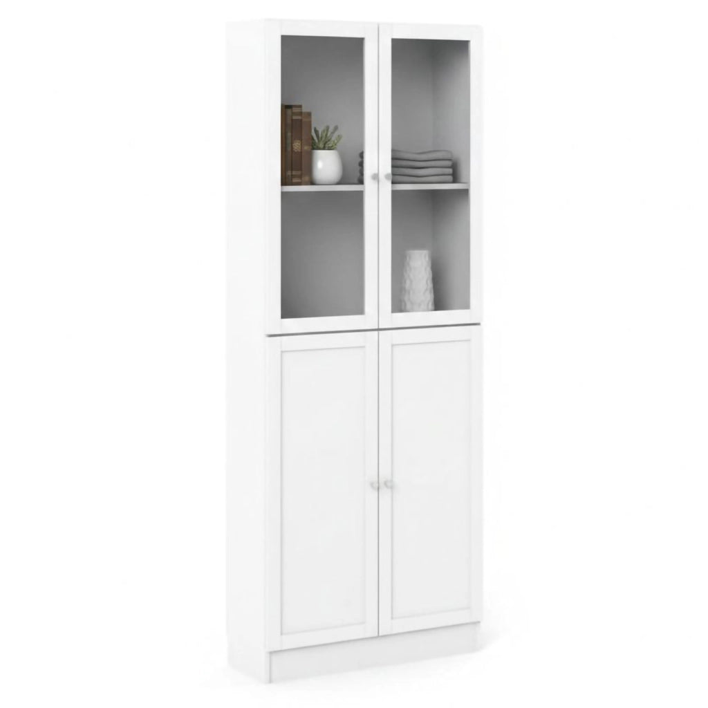 Libreria Bagaladi, Scaffale da ufficio, Mobile portalibri, Biblioteca, 79x28 h203 cm, Bianco