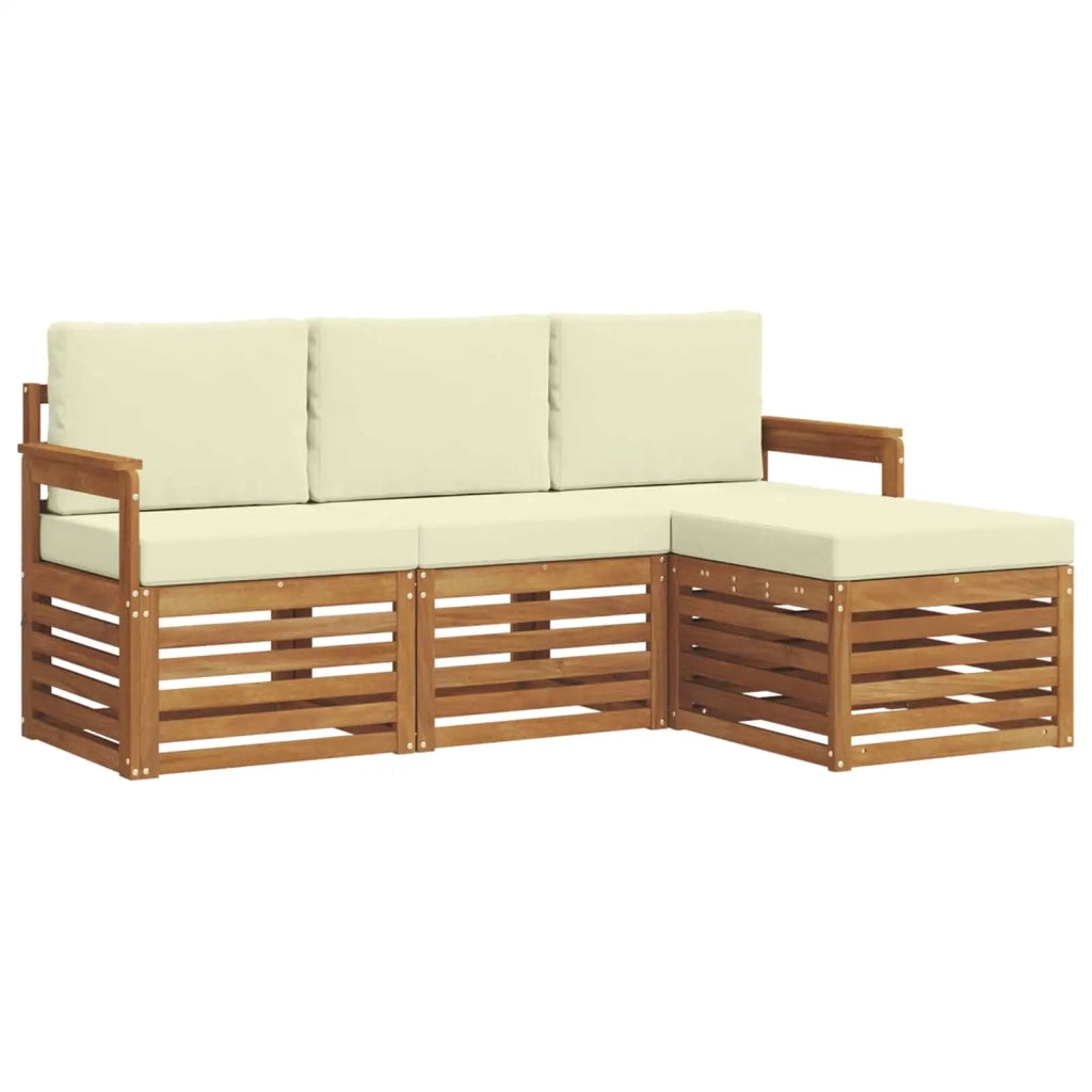 Set di divani da esterno con cuscino 4 pcs Naturale e Crema 3374595