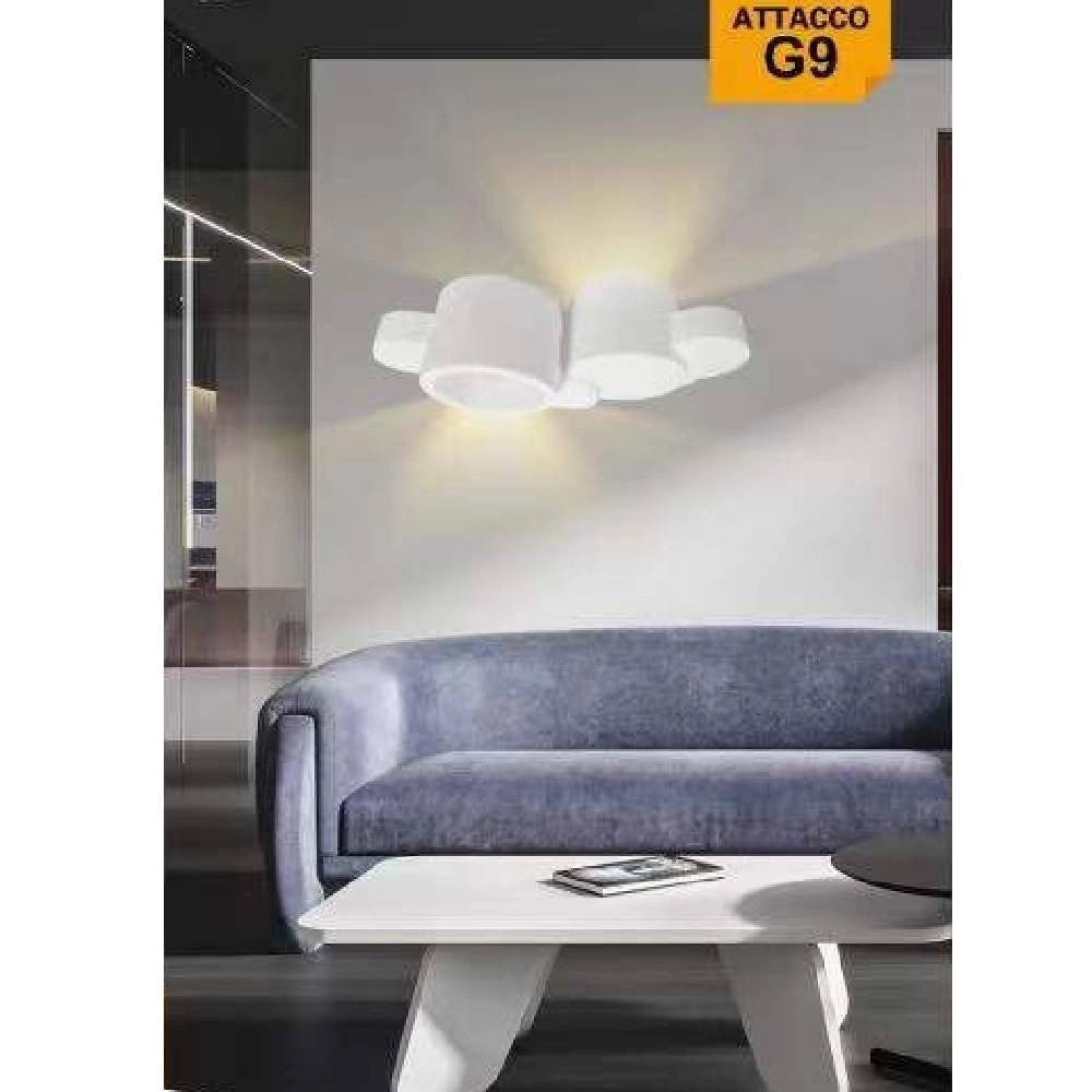 Trade Shop - Applique In Gesso Parete Bianco Moderna Luce Up&down G9 Cilindri Sfalsati Gs-e77 -