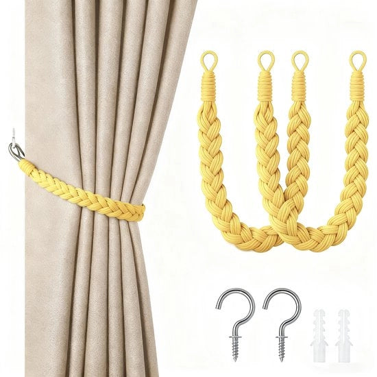 Set di cordoni per tende da 2 pezzi - 60cm cordone per tenda con anello - cordoni per tende a mano - cordoni per tende avvolti a mano - con ganci - adatto per casa, ufficio, soggiorno, camera da letto