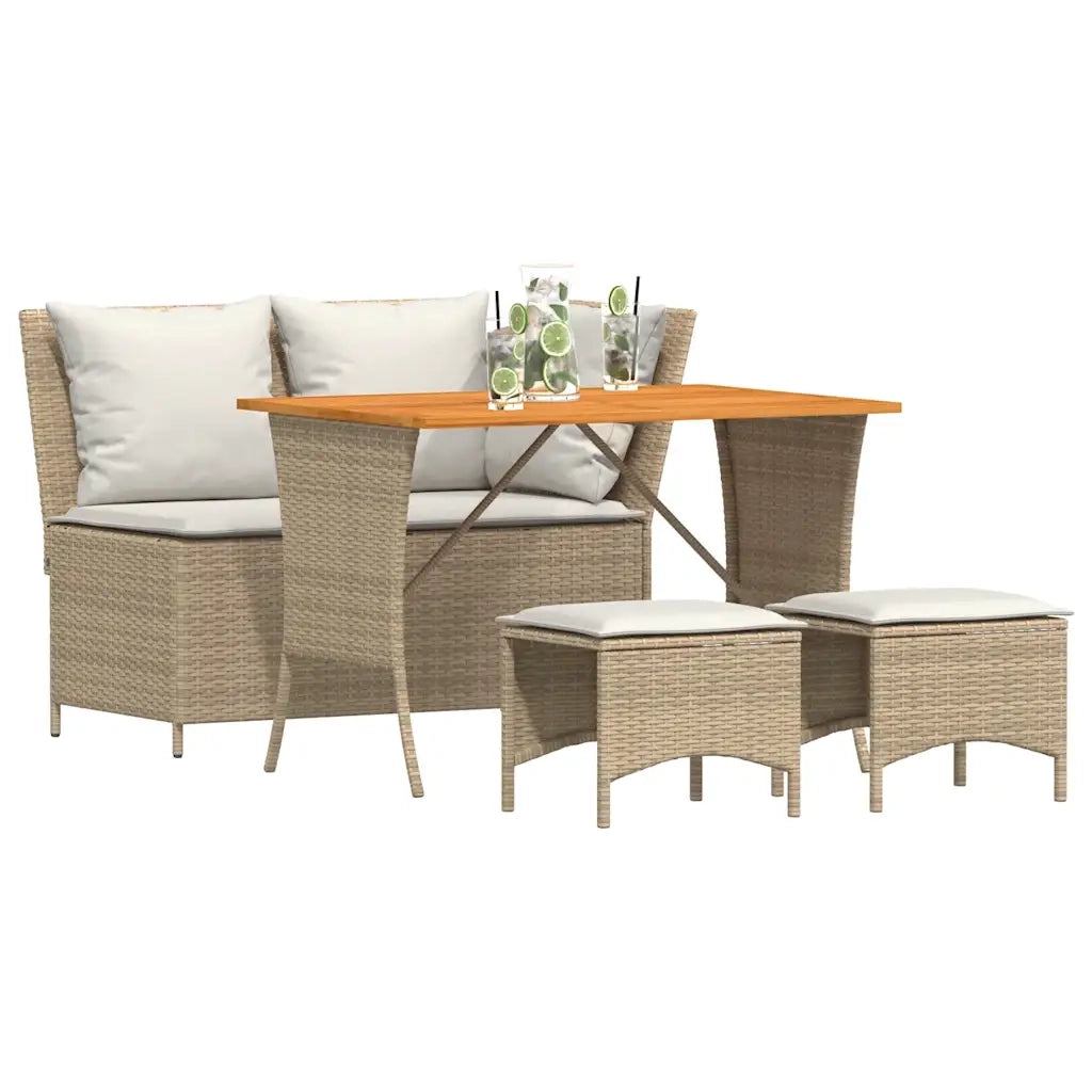 Set da Pranzo da Giardino 4 pz con Cuscini Beige in Polyrattan 4104134