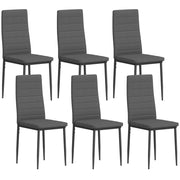 Set di 6 Sedie da Pranzo Moderne Imbottite con Schienale Alto e Gambe in Metallo 41x50x97 cm Grigio ¨C Zephmum