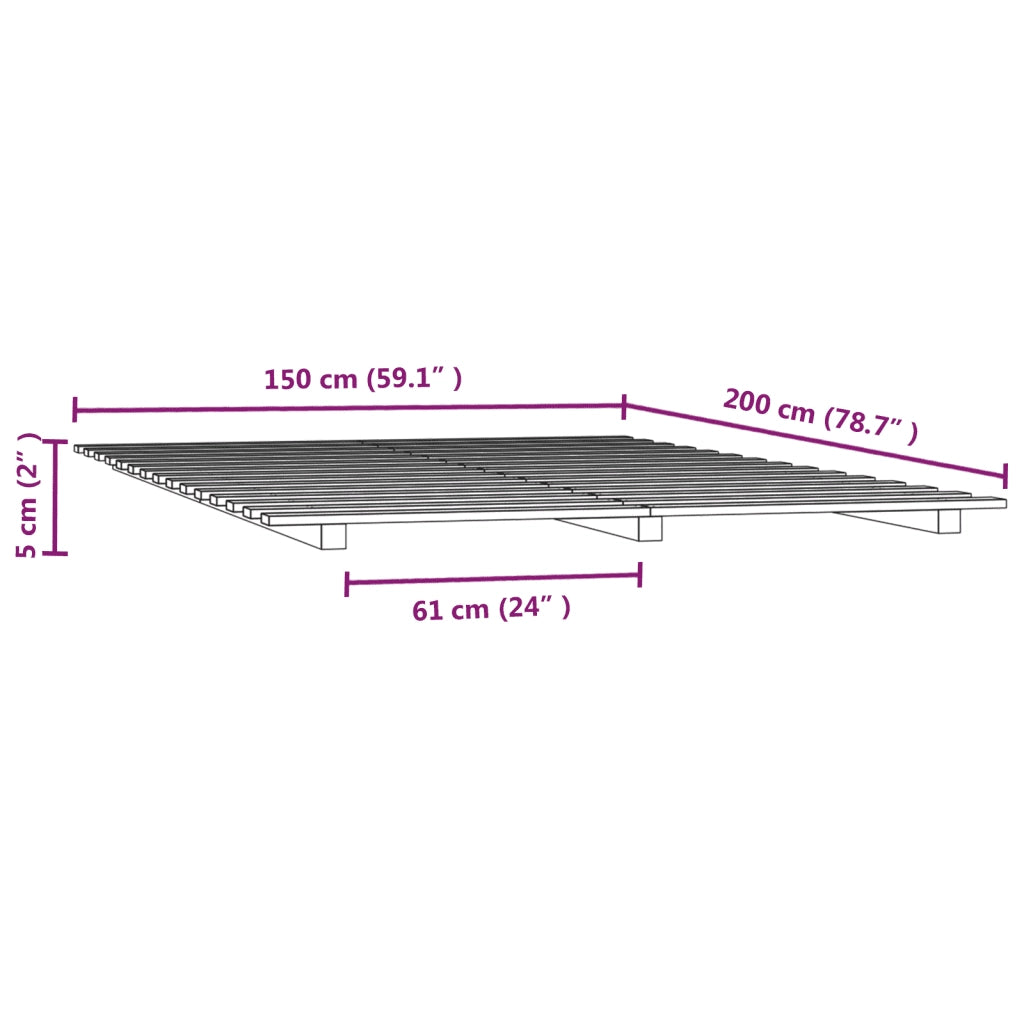 Giroletto senza Materasso-Struttura Letto Bianco 150x200 cm Legno Massello Pino 206208