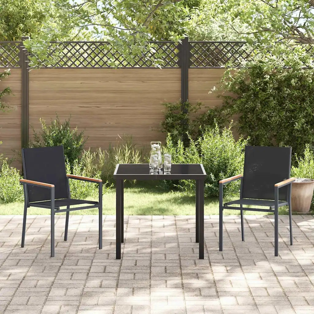 Set da Pranzo per Giardino 3 pcs Nero