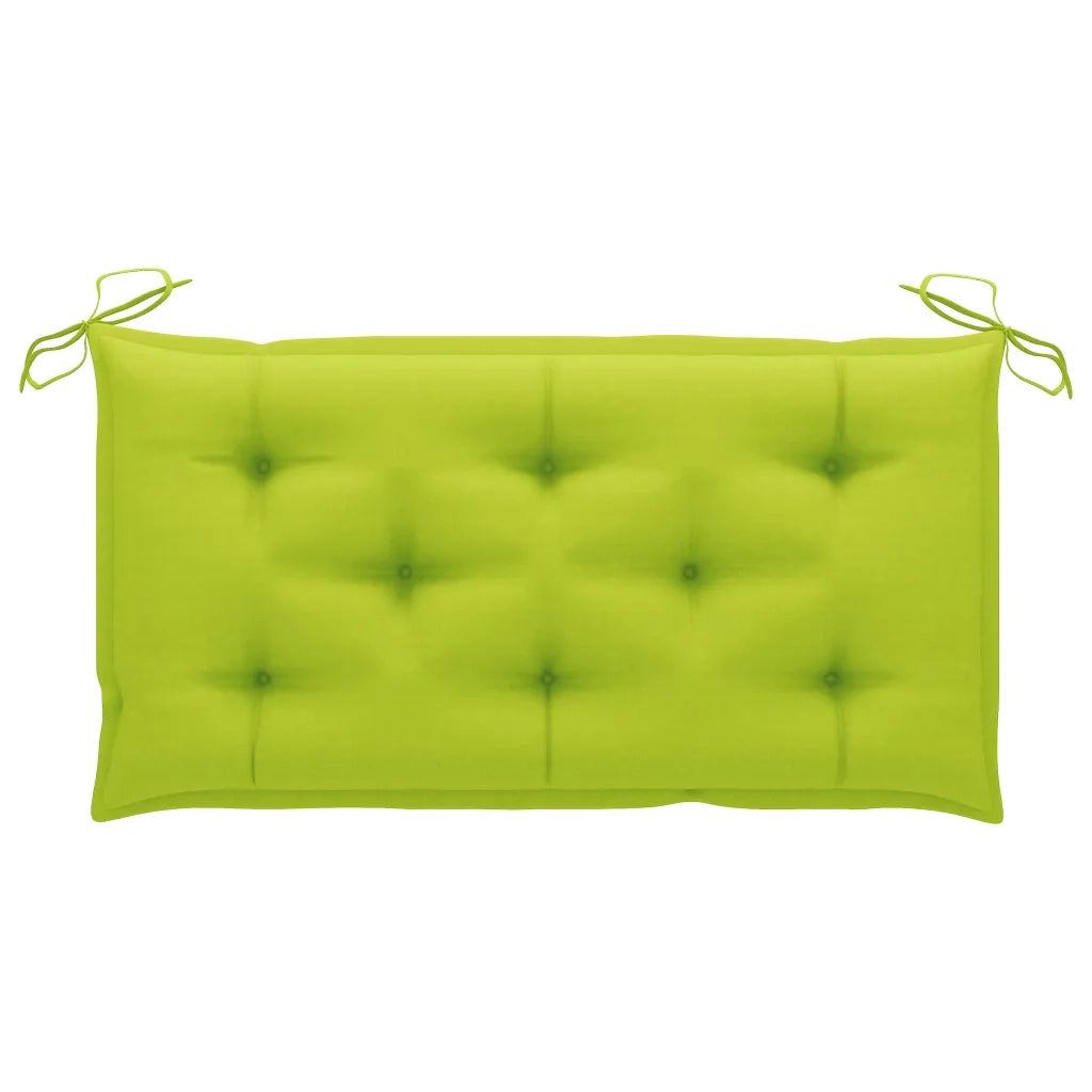 Panca da Giardino con Cuscino Verde Brillante 112 cm Legno Teak