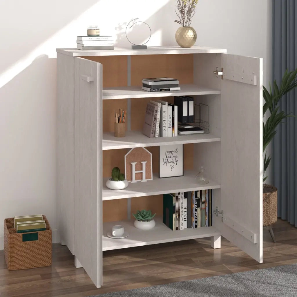 Scarpiera Bianca 85x40x108 cm in Legno Massello di Pino
