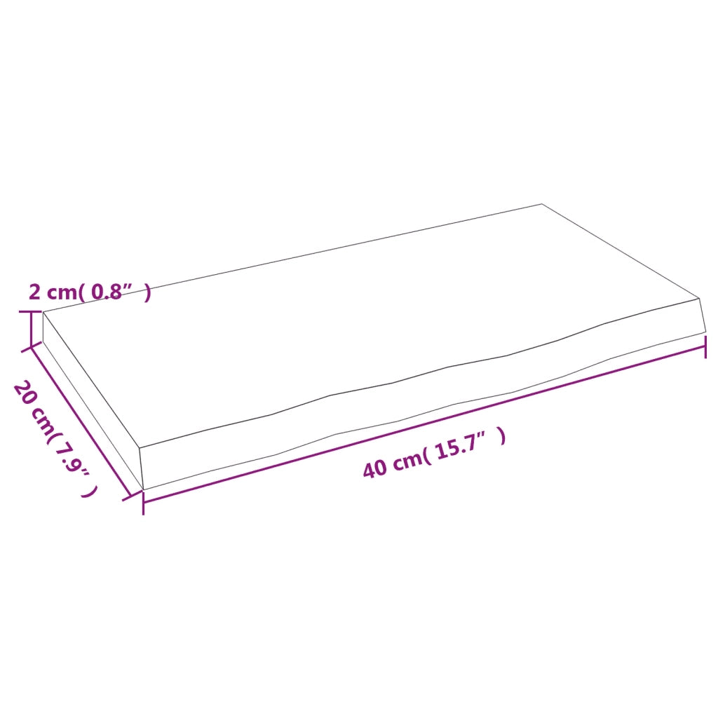 vidaXL Ripiano a Parete 40x20x2 cm Legno Massello Rovere Non Trattato
