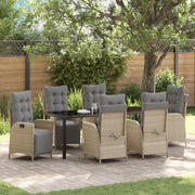 Set da Pranzo da Giardino 7 Pezzi Beige in Rattan Polietilene