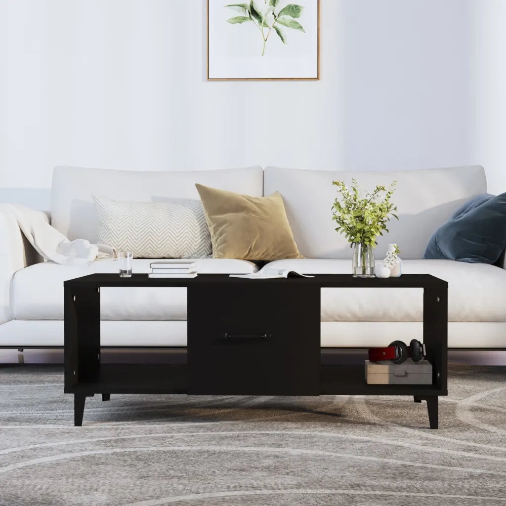 Tavolino da Salotto Nero 102x50x40 cm in Legno Multistrato 812700