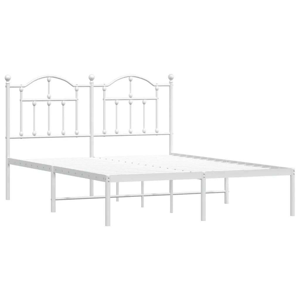 Giroletto con Testiera-Struttura Letto con testiera Metallo Bianco 140x190 cm 732501