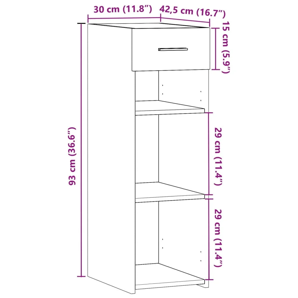 Buffet credenza cassettiera mobiletto mobile contenitore organizer cucina soggiorno Sonoma 30 x 42,5 x 93 cm legno ingegnerizzato grigio 02_0036292