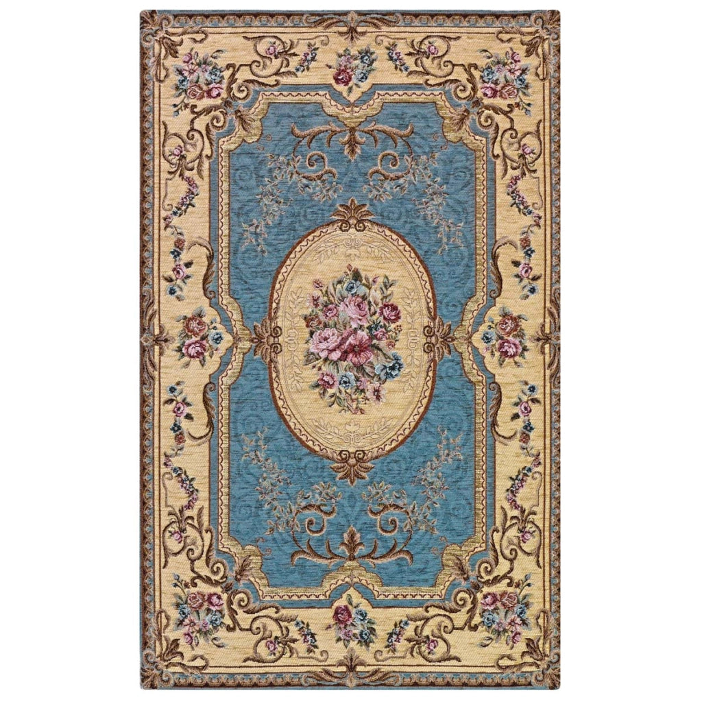 Tappeto AUBUSSON AZZURRO cm.85x150 in ciniglia multiuso lavabile antiscivolo