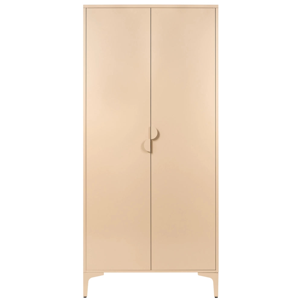 Mobile contenitore in acciaio beige chiaro con 2 ante e 3 ripiani design industriale per ufficio domestico tonalità Cashmere