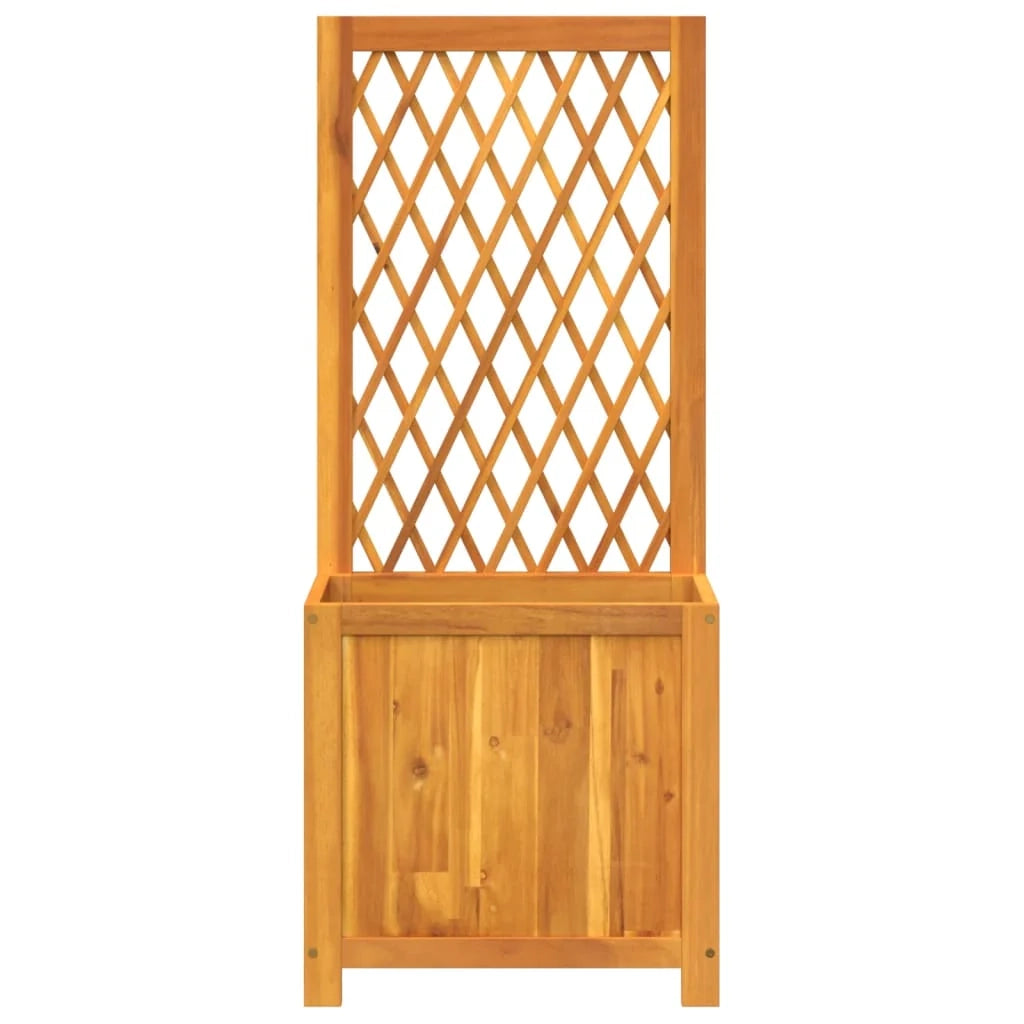 Fioriera rialzata per piante fiori patio e giardino con traliccio 55 x 29,5 x 132 cm legno massello di acacia marrone 02_0038299