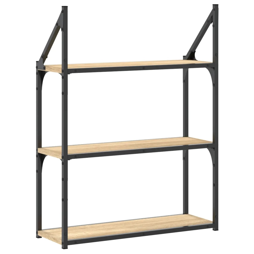 Scaffale Parete | Ripiano a parete | Mensola a parete 3Ripiani Rovere Sonoma 60x21x78,5cm Multistrato