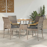 Sedie da giardino con cuscino 4 pcs Grigio e Grigio Scuro