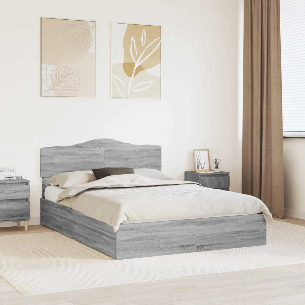 Letto con Contenitore con testiera Grigio Sonoma 140 x 200 cm 3413094