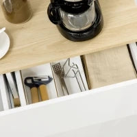 Buffet Mobile da Stoccaggio con 2 Cassetti 3 Mensole Aperte e Mobile con 2 Ante, 110 x 29,5 x 82 cm, Bianco