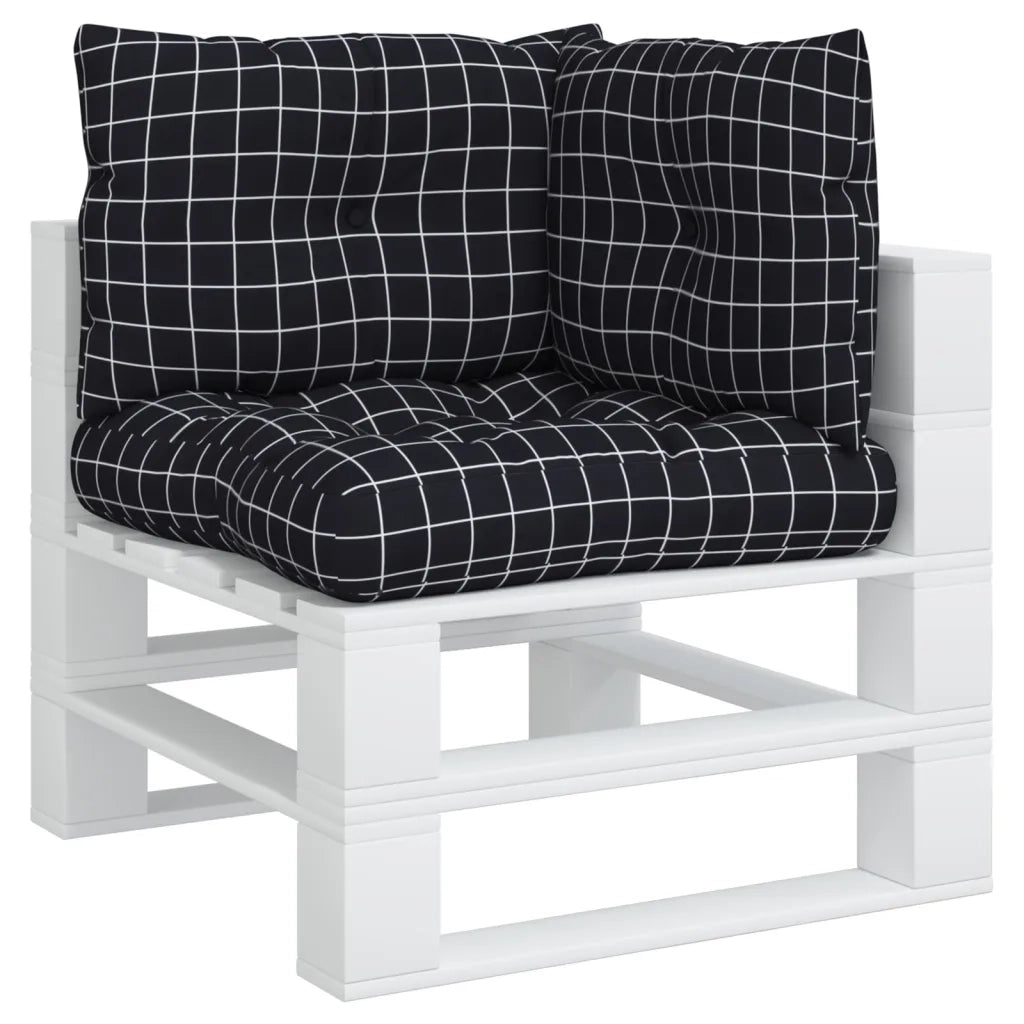 vidaXL Cuscini per Pallet 3 pz Motivo a Quadri Nero in Tessuto Oxford