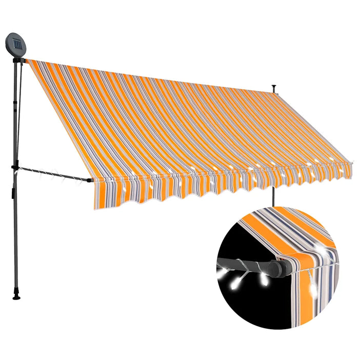 Tenda da Sole Retrattile Manuale con LED 400 cm Giallo e Blu cod mxl 24841