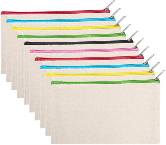 Decalcomanie per tas in tela bianca, 10 pezzi, tas per cosmetici in tela da dipingere, tas per viaggio, piccola custodia per viaggiare, 21 x 12 cm