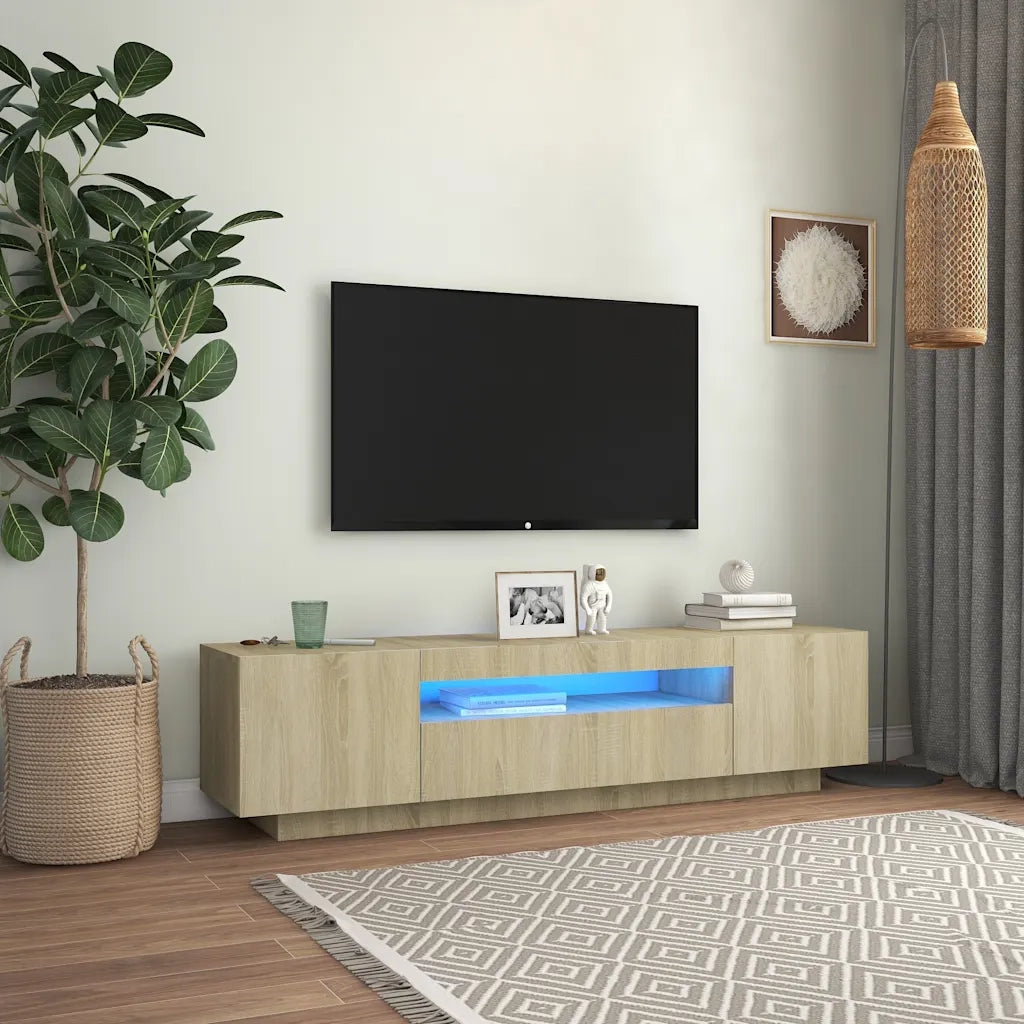 Mobile TV | Armadietto TV | Mobile Porta TV con Luci LED Rovere Sonoma 160x35x40 cm