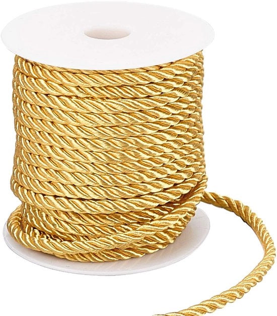 Corda decorativo 5 mm - 3 strati di poliestere - 18 metri - corda avvolta - per decorazione di interni/ costumi - filo lucido - corda decorativa