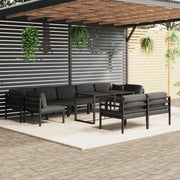 Set Divani da Giardino 10 pz con Cuscini in Alluminio Antracite cod mxl 35802