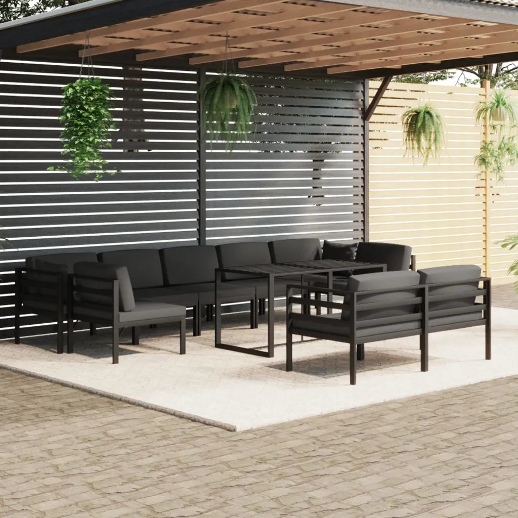 Set Divani da Giardino 10 pz con Cuscini in Alluminio Antracite cod mxl 35802