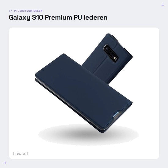 Custodia Premium PU in pelle per Samsung Galaxy S10 - Assorbimento shock - Nero - Protezione - Adatto per Samsung Galaxy S10 - Modello 2019